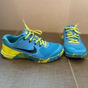 Nike Athletic Shoes in Blue with Yellow Highlights